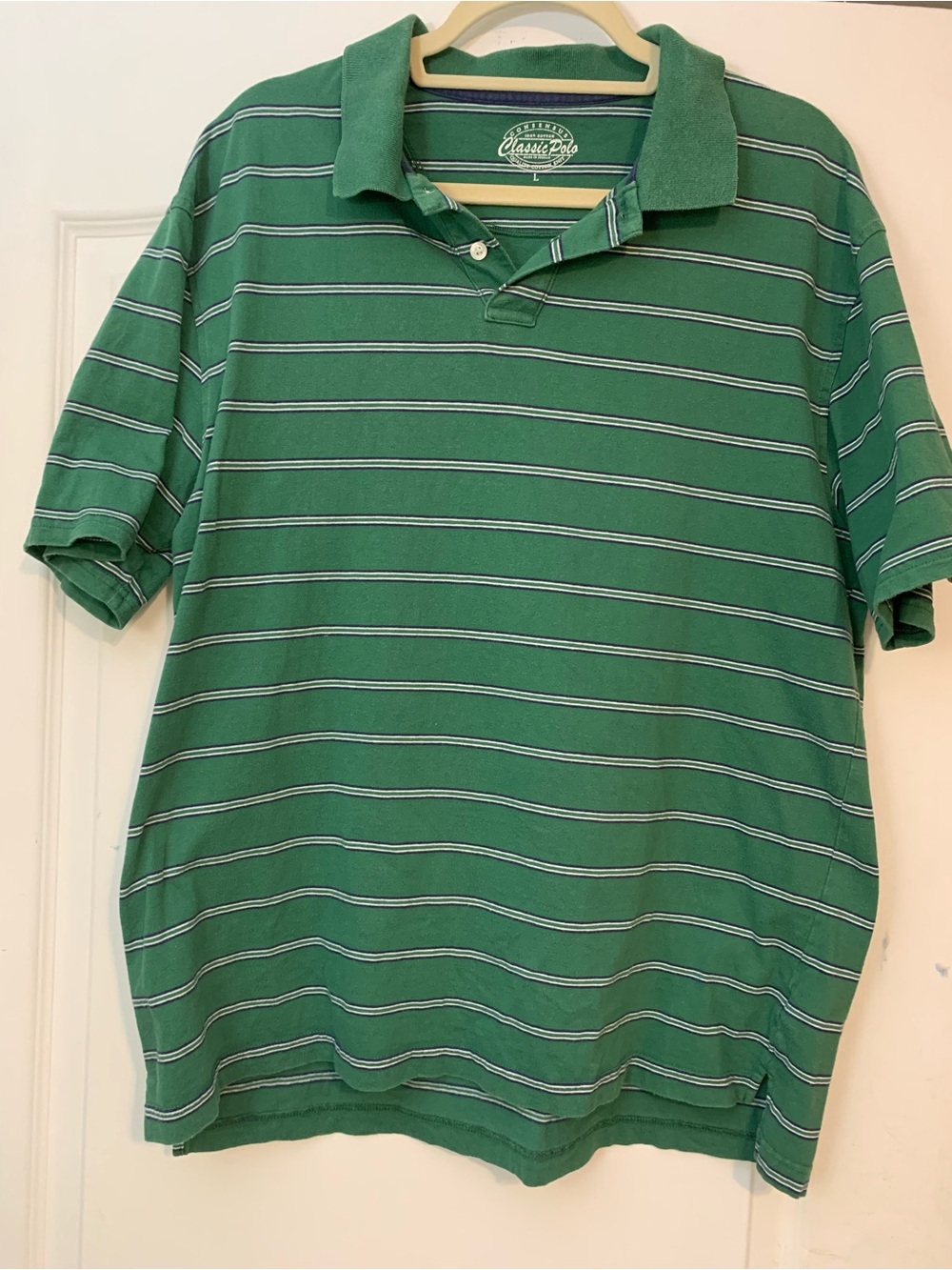 Vintage 90s Consensus Polo Shirt Mens Large Green Striped Preppy Y2K Cotton